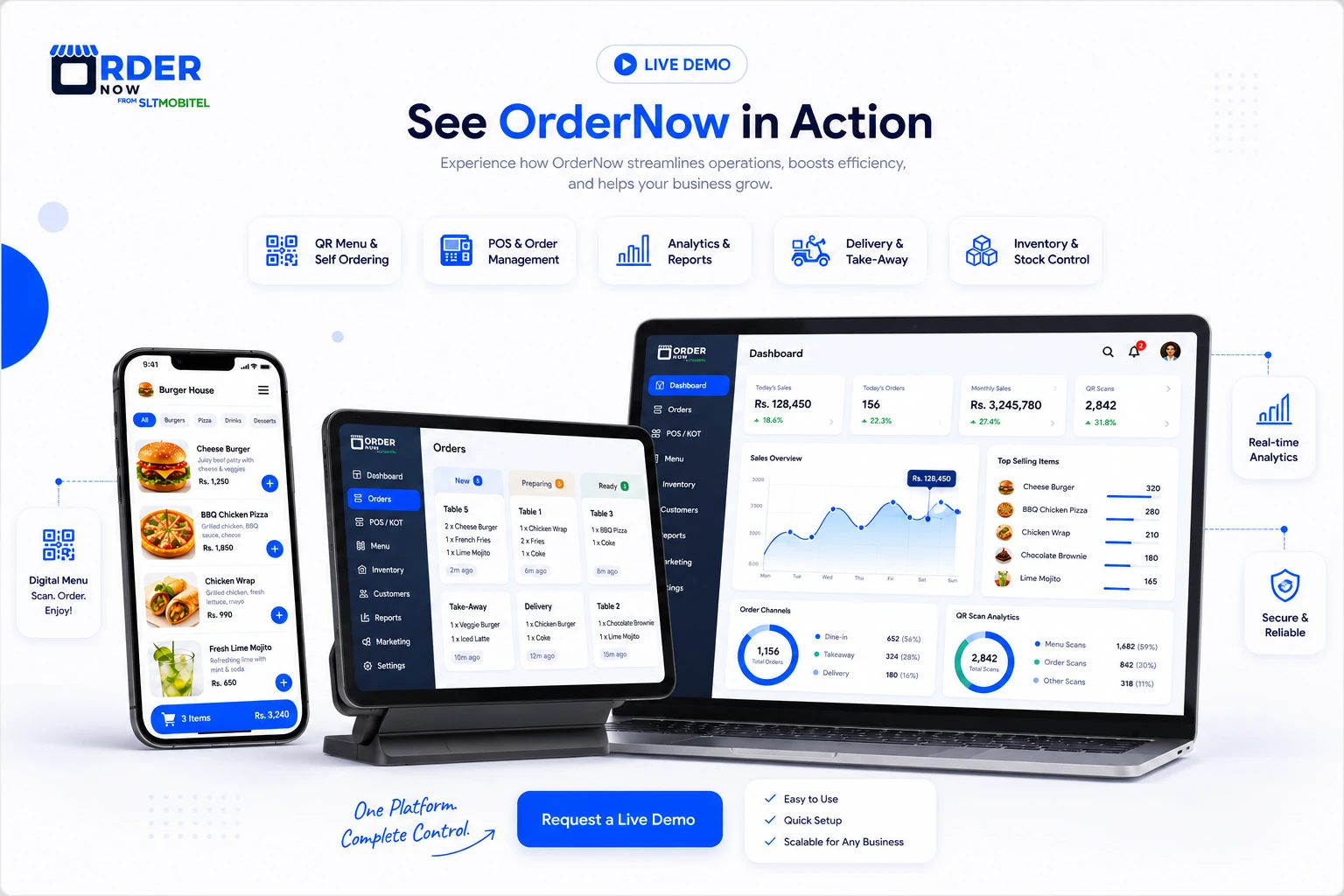 OrderNow menu demo devices